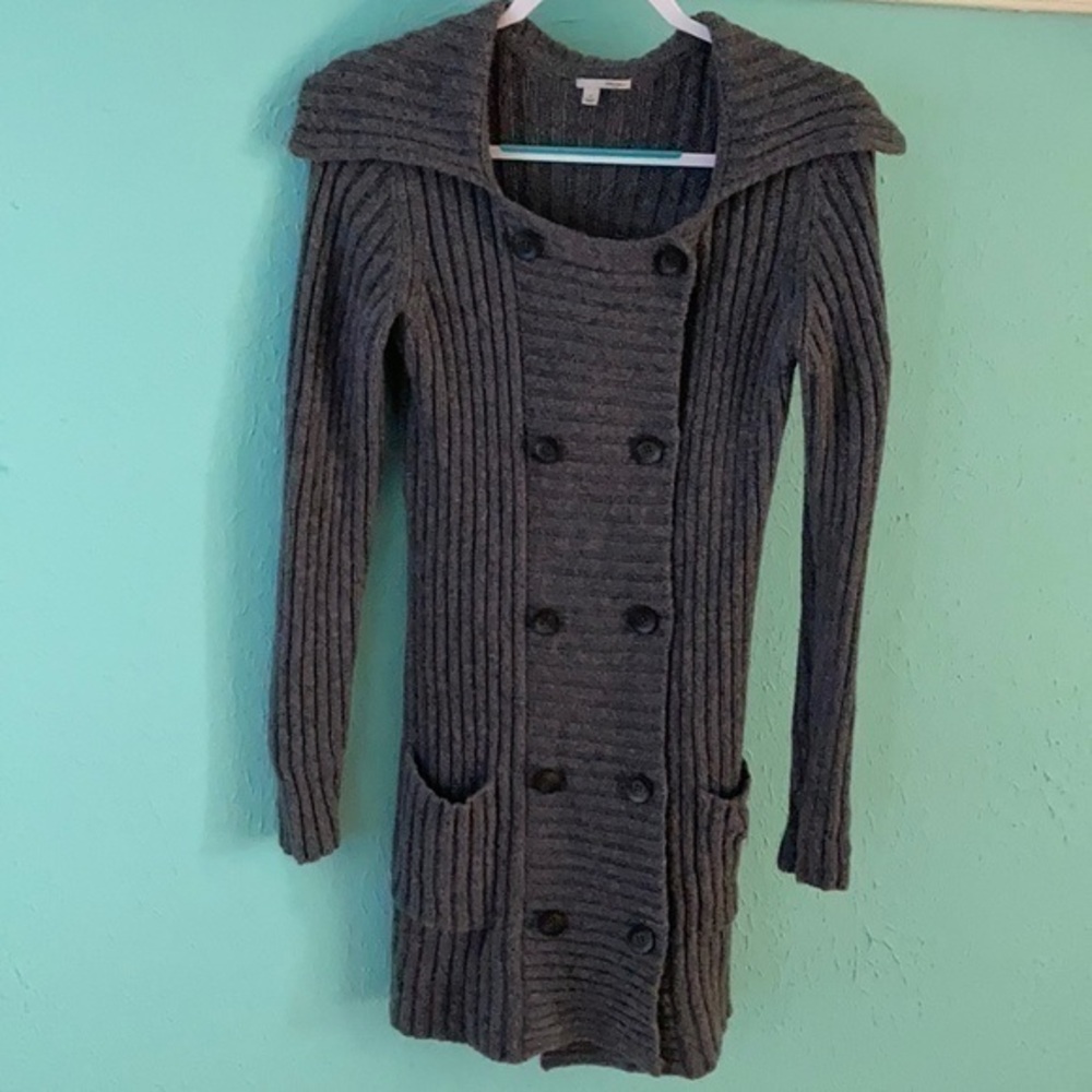 Halogen Long Grey Wool Alpaca Blend Sweater